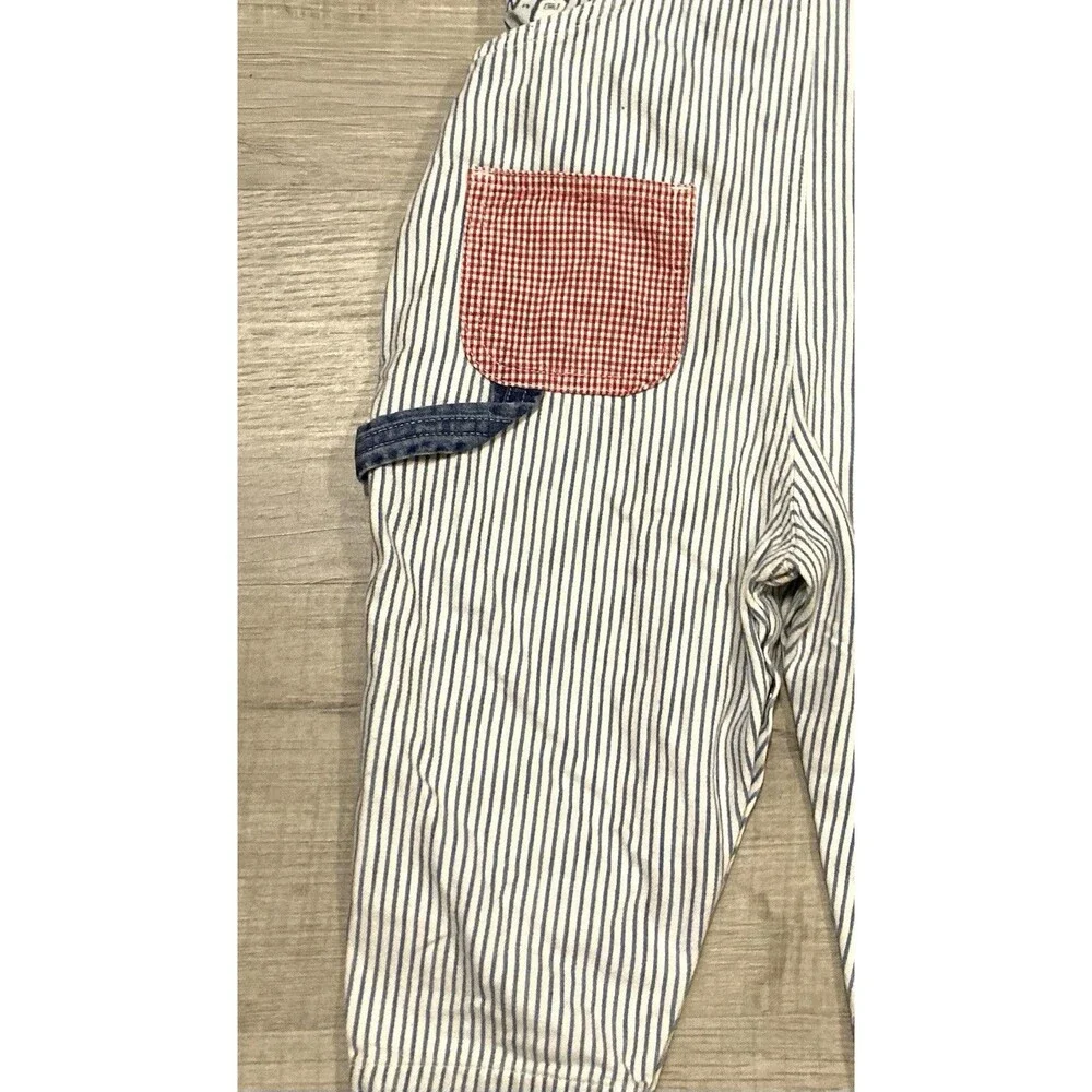 Vintage 90 Baby Gap Boys Stripe Denim Overalls & Shirt XL 18-24 Months Snaps